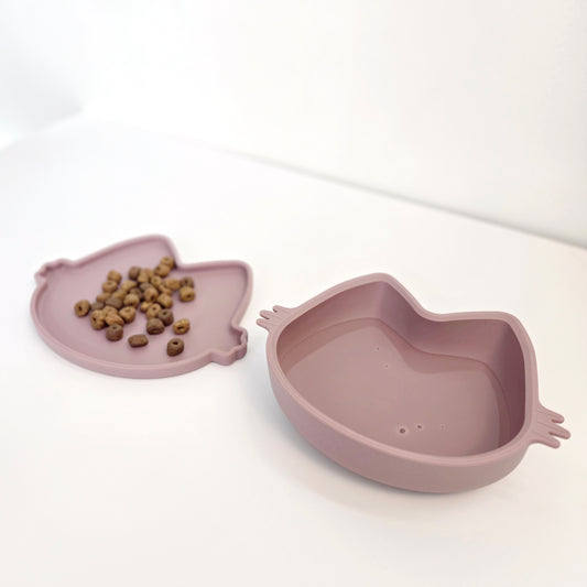 Platinum Silicone MoaCat Bowl Set . Cream