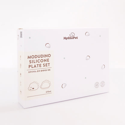 Platinum Silicone Dino Plate Set . Cream